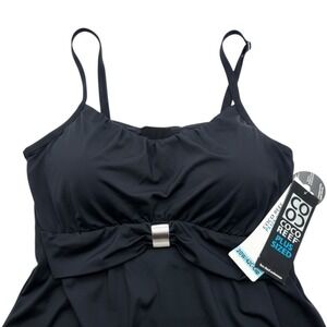 NEW Coco Reef Tankini Top Womens 20W 42C Black Underwire Ruched Swimwear
